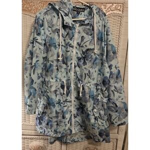 NWOT Womens Hooded Raincoat/Soft Shell Coat Big Chill Size 1X  Pastel Floral